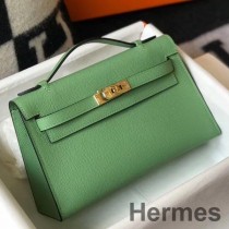Sac Hermes Kelly Pochette En Cuir Epsom Vert Criquet