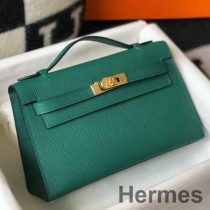 Sac Hermes Kelly Pochette En Cuir Epsom Vert Veronese