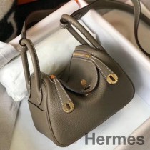 Hermes Lindy Mini Sac En Cuir Taupe Clémence GHW