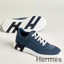 Baskets rebondissantes Hermes pour hommes en cuir bleu