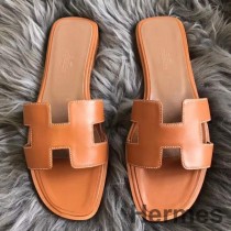 Sandales Hermes Oran En Cuir Swift Marron
