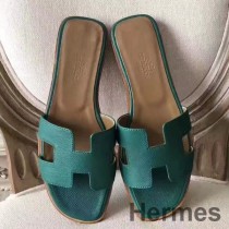 Sandales Hermes Oran En Cuir Epsom Malachite