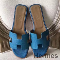 Sandales Hermes Oran En Cuir Epsom Turquoise