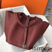 Sac Hermes Picotin Lock 18 En Cuir Bordeaux Clémence