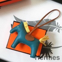 Charme De Sac Hermes Rodeo Horse En Cuir Cyan/Camarel/Jaune