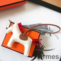 Charme De Sac Hermes Rodeo Horse En Cuir Blanc/Camarel/Rouge