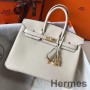 Hermes Birkin 25cm Sac En Cuir Béton Clémence GHW