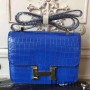 Hermes Bleu Constance MM 24cm Sac Crocodile