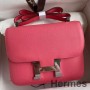 Hermes Constance 24 Sac Fait Main En Cuir De Veau Epsom Rose Rouge à Lèvres