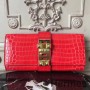 Pochette Hermes Medor En Cuir De Crocodile Cerise