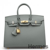 Hermes Birkin 25 Sellier Handmade Bag In Vert Amanda Epsom Calfskin