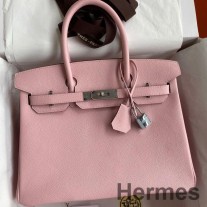 Hermes Birkin 30 Retourne Handmade Bag In Rose Sakura Epsom Calfskin