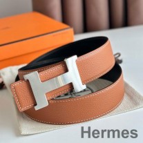 Αναστρέψιμη ζώνη Hermes Constance 38mm σε χρυσό δέρμα Clemence