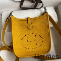 Hermes Evelyne Mini Χειροποίητη Τσάντα από δέρμα κίτρινο Clemence
