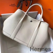 Τσάντα Hermes Garden Party 30 σε λευκό δέρμα Taurillon