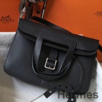 Τσάντα Hermes Halzan 31cm Σε Μαύρο Δέρμα Κλεμένς