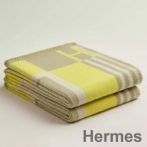 Κουβέρτα Hermes Ithaque από μαλλί Tilleul και κασμίρ