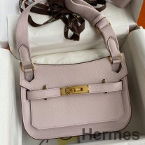 Hermes Jypsiere Mini Handmade Bag In Mauve Pale Evercolor Calfskin