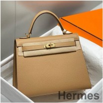 Hermes Kelly 25cm Sellier Bag In Chai Epsom Leather GHW