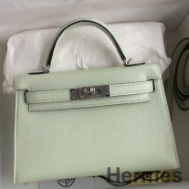 Hermes Kelly Mini II Sellier Χειροποίητη Τσάντα σε Vert Fizz Chevre Mysore Leather
