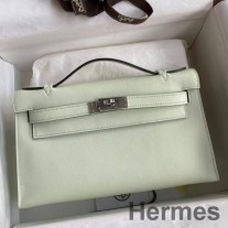 Hermes Kelly Pochette Χειροποίητη Τσάντα σε Vert Fizz Swift Μοσχαρίσιο δέρμα
