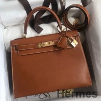 Hermes Kelly Sellier 28 Handmade Bag In Gold Barenia Calfskin