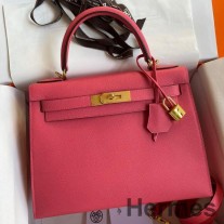 Hermes Kelly Sellier 28 Handmade Bag In Rose Lipstick Epsom Calfskin