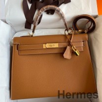 Hermes Kelly Sellier 32 Χειροποίητη Τσάντα σε Χρυσό δέρμα μοσχαριού Epsom