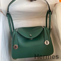 Hermes Lindy 26 Χειροποίητη Τσάντα Από Μαλαχίτη Clemence Leather