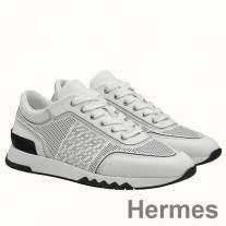 Ανδρικά αθλητικά παπούτσια Hermes C-Addict σε λευκό διάτρητο δέρμα μοσχαριού