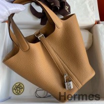 Hermes Picotin Lock 18 Χειροποίητη Τσάντα σε Μπισκότο Clemence Leather