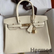 Hermes Birkin 30 Retourne Handmade Bag In Nata Swift Leather