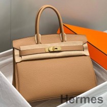 Hermes Birkin 30cm Τσάντα In Chai Clemence Leather GHW
