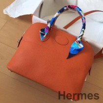 Hermes Bolide 35 Χειροποίητη Τσάντα σε Πορτοκαλί Δερμάτινο Κλεμένς