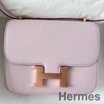Τσάντα καθρέφτη Hermes Constance 1-18 σε Mauve Pale Chevre Mysore Leather