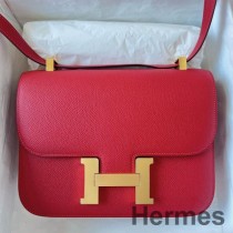 Τσάντα καθρέφτη Hermes Constance 1-24 σε κόκκινο δέρμα μοσχαριού Epsom