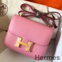 Hermes Constance 18 χειροποίητη τσάντα σε ροζ δέρμα Epsom