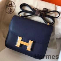 Hermes Constance 18 Χειροποίητη τσάντα σε Sapphire Epsom Leather