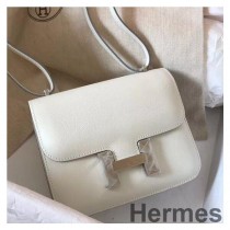 Hermes Constance 18 Χειροποίητη τσάντα σε λευκό δέρμα Epsom