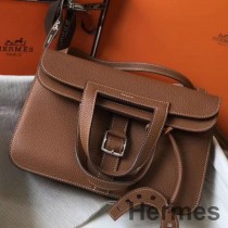 Τσάντα Hermes Halzan 31cm Σε Χρυσό Δέρμα Κλεμένς