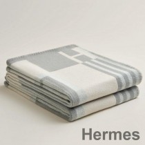 Κουβέρτα Hermes Ithaque από γκρι μαλλί και κασμίρ