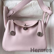 Χειροποίητη τσάντα Hermes Mini Lindy σε μωβ απαλό σβέλτο δέρμα
