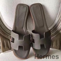 Oran σανδάλια Hermes από δέρμα Etoupe Epsom