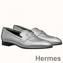 Hermes Paris Loafers Σε Ασημί Μεταλλικό Δέρμα Κατσίκας