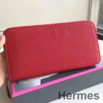 Πορτοφόλι Hermes Red Clemence Azap με φερμουάρ