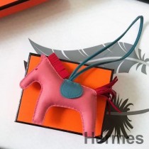 Hermes Rodeo Horse Bag Charm σε Ροζ/Μπλε/Κόκκινο δέρμα