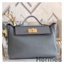 Hermes 24/24 29 Bag In Blue Glacier Clemence Calfskin