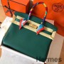Hermes Birkin 35 Χειροποίητη Τσάντα Από Μαλαχίτη Clemence Leather
