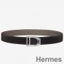 Ζώνη πόρπης Hermes Etrier & Taupe Clemence 32 MM Λουράκι