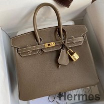 Hermes Birkin 25 kézzel készített táska Taupe Epsom borjúbőrből